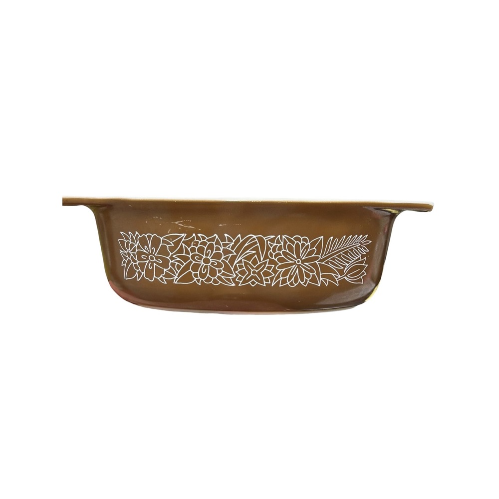 Pyrex Woodland 043 Oval Casserole Dish 1.5 Qt Brown no Lid Vintage Baker